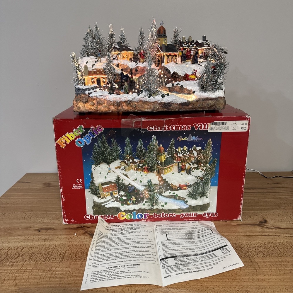 Puleo Fiber Optic Color Changing Christmas Village Lighted Decor 030018 With Box